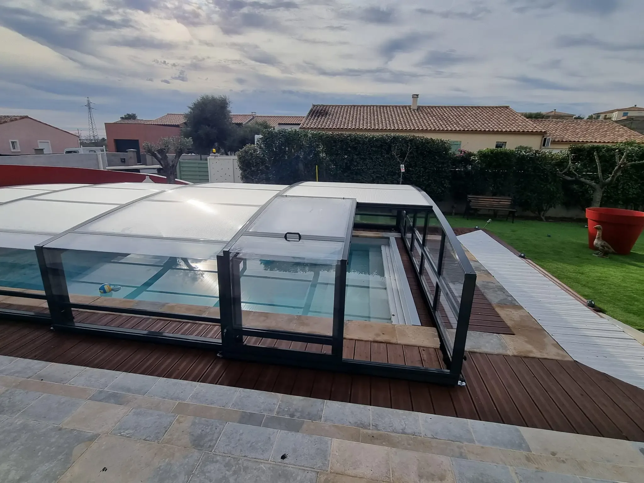 Abri bas porte coulissante anthracite